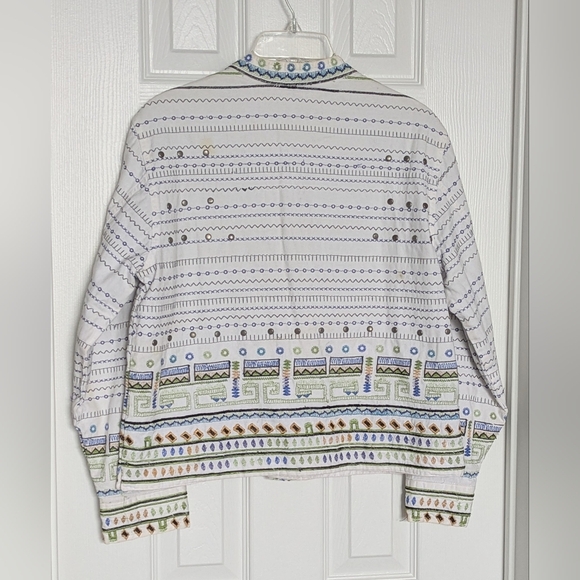 Chico's Women's Embroidered & Studded Thebes Parisian Lined Blazer/Jacket/Top - Picture 6 of 15